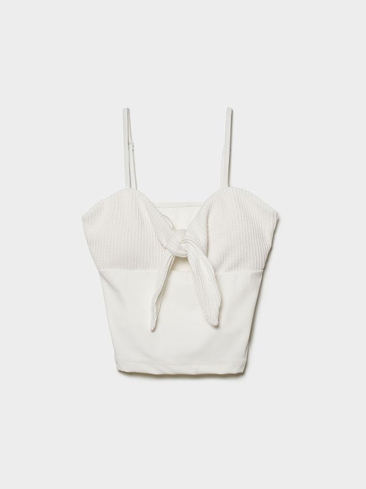 Twist Ribbon Swim Top (White)