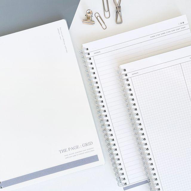 [2개SET] THE PAGE, 심플 B5 모눈 라인 코넬 가로 스프링노트