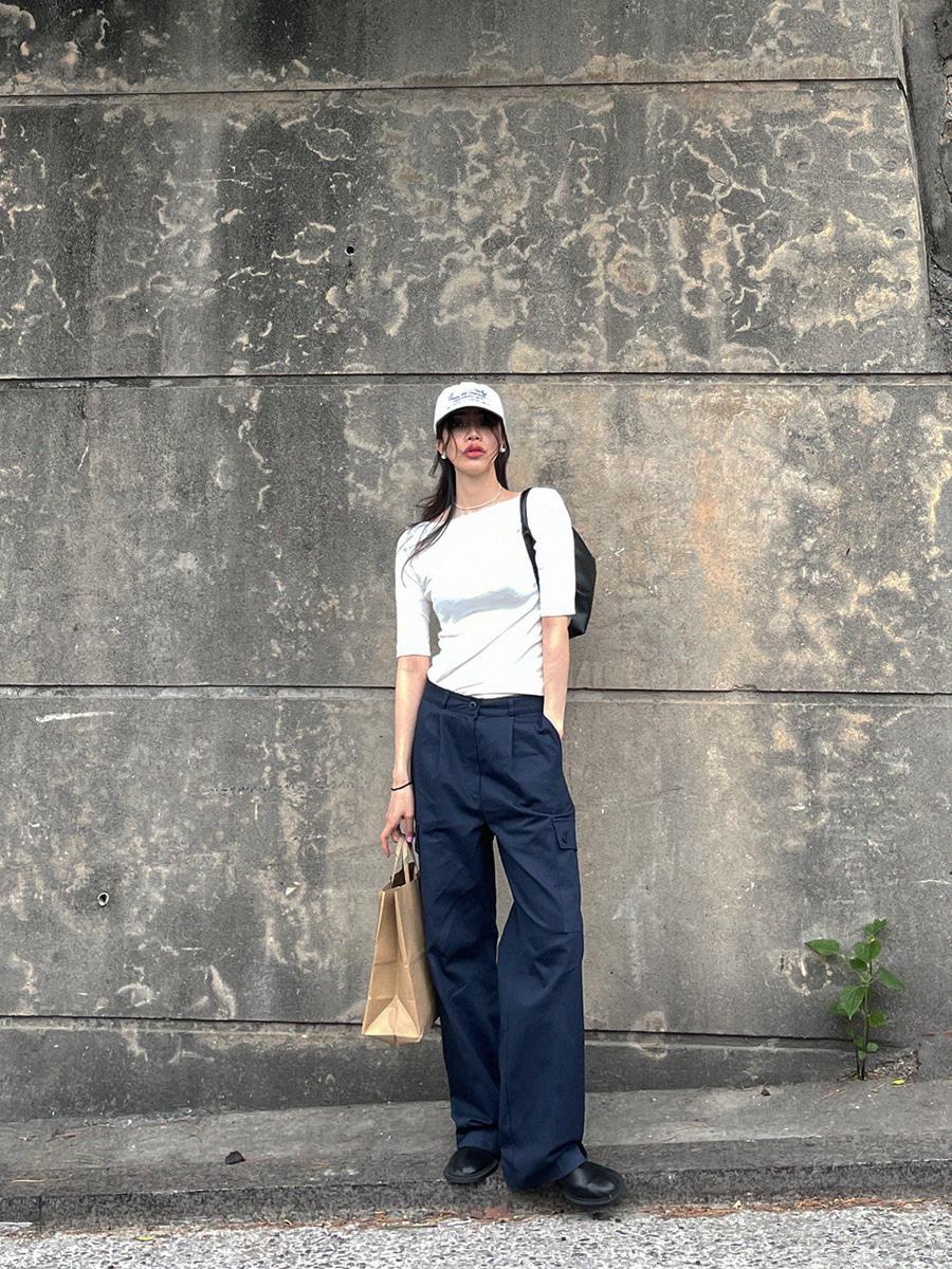 Pintuck Cargo Pants ( White / Navy /  Khaki )