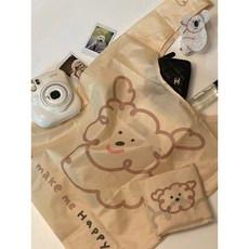 귀여운 접이식 장바구니 에코백 쇼핑백, 해피백, 1개