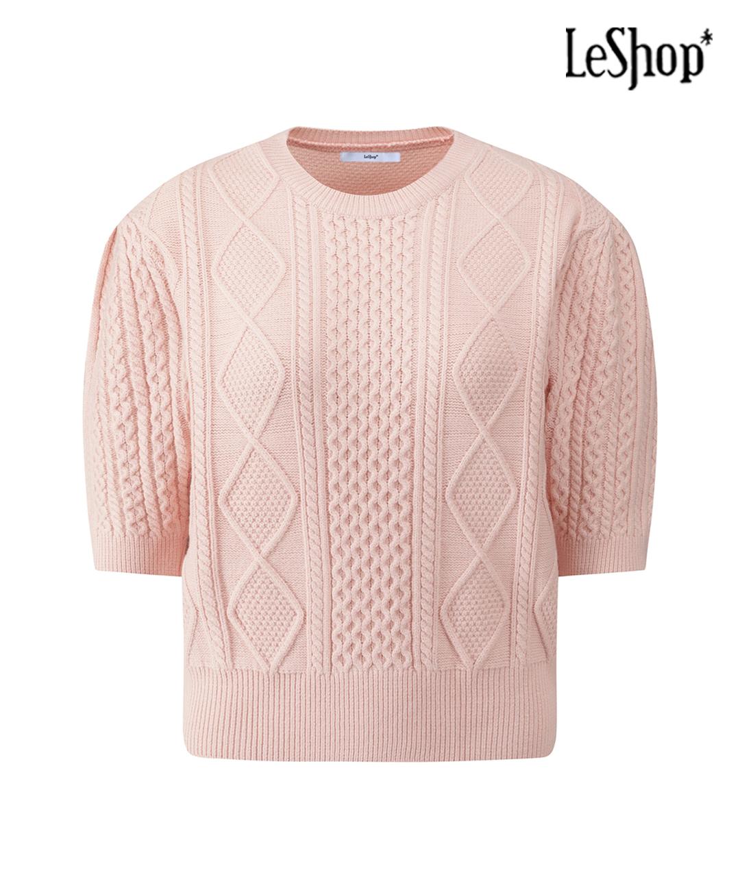 르샵 [르샵] 피셔 꽈배기 퍼프 반팔 니트 (BQ1KP028A)