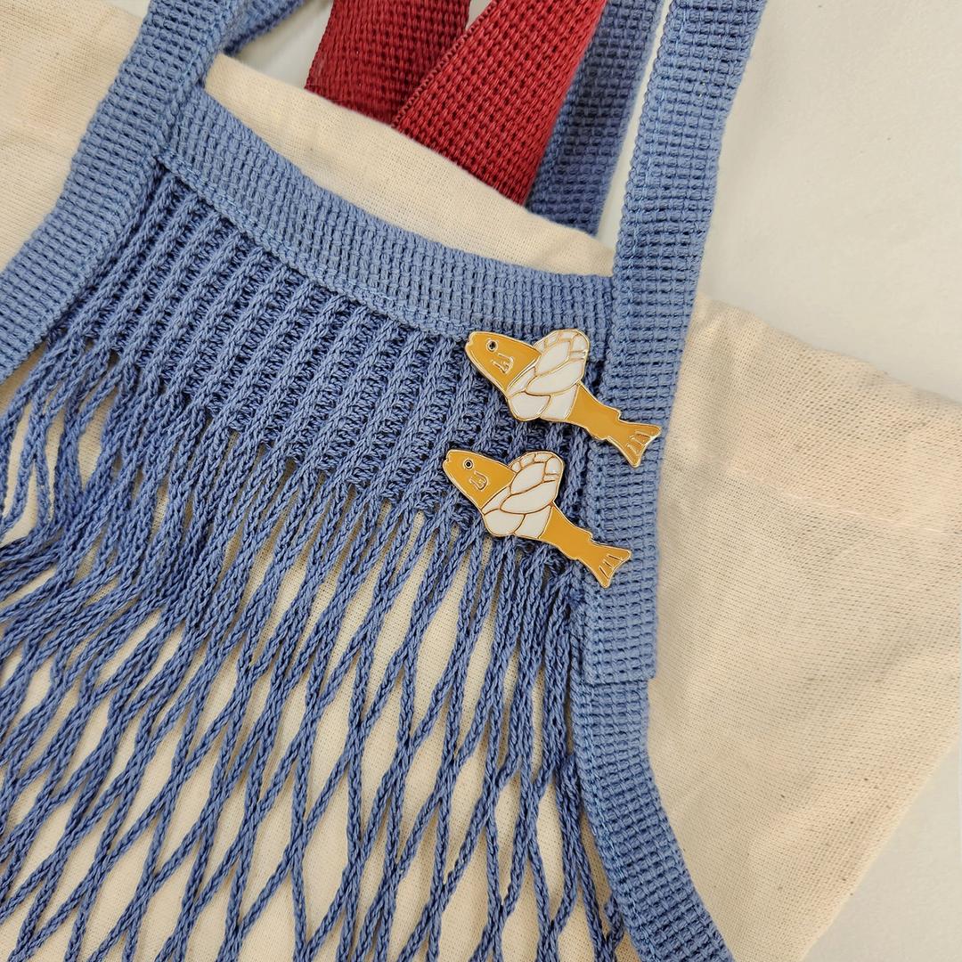 액막이 명태 3종 브로치 세트 금속 뱃지