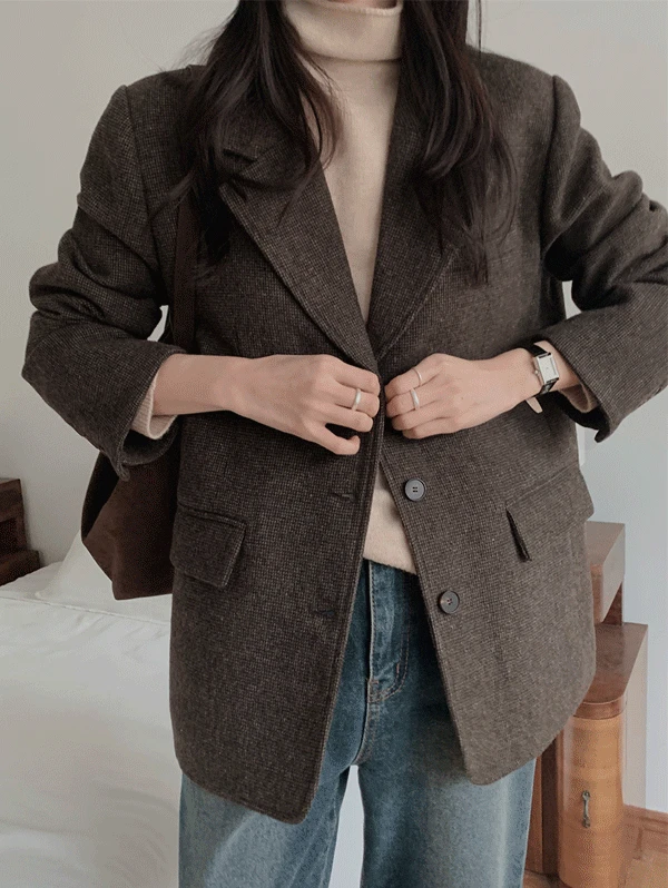 [무료배송] made. 베이든 클래식무드 잔체크 울자켓