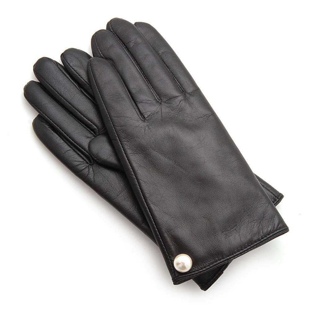 pearl black leather glove