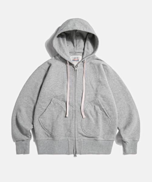 17.5 oz Terry Cloth 2Way Zip-Up Hoodie Kr Ver. Grey