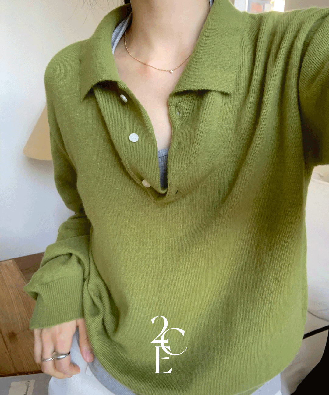 이센치 🌷 노에트 크롭 단추 카라 니트 (4color) 봄 얇은 이너 레이어드