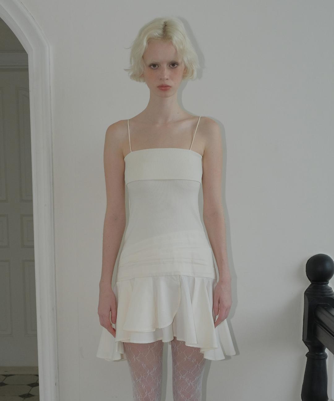 C RUFFLE SLEEVELESS DRESS_IVORY