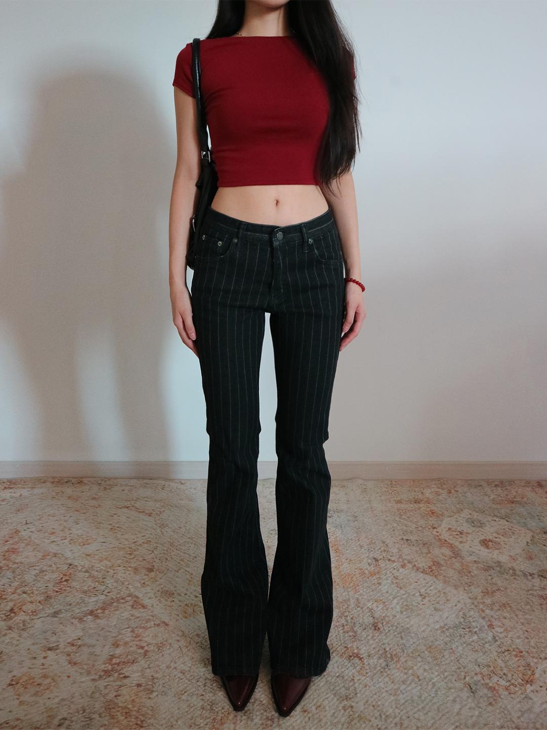 Evie Stripe Flared Pants (1color)