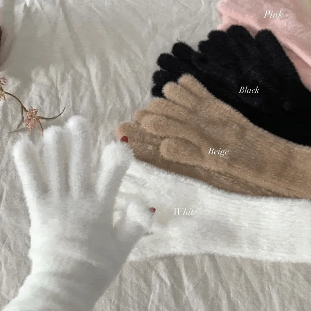 [ღ고급/털빠짐X❤️] 터치 앙고라 소프트 털 롱 장갑 손가락 스마트폰장갑 4color