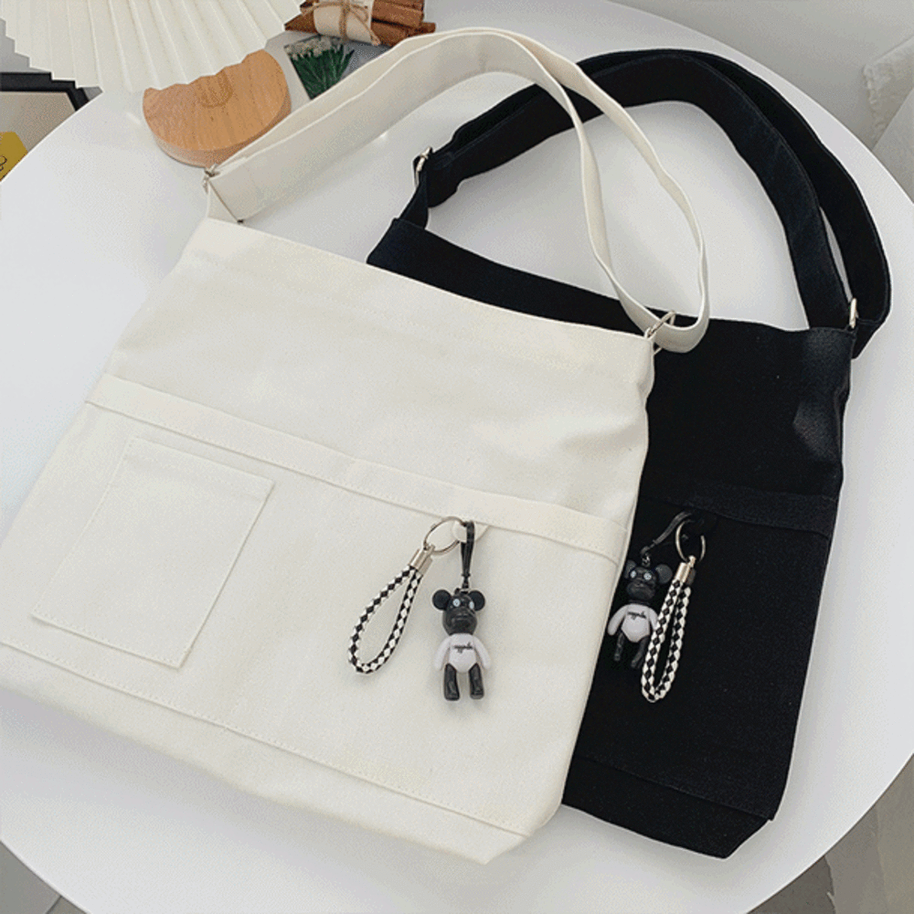 [무배/빠른출고] 포켓앤포켓 캔버스 크로스백(2color)