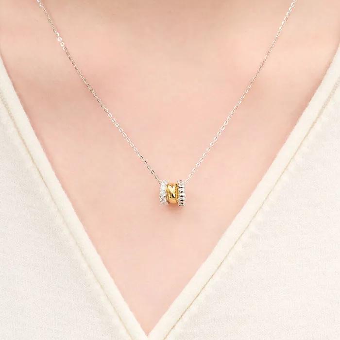 실버 파베 콤비 목걸이 RA25D02J