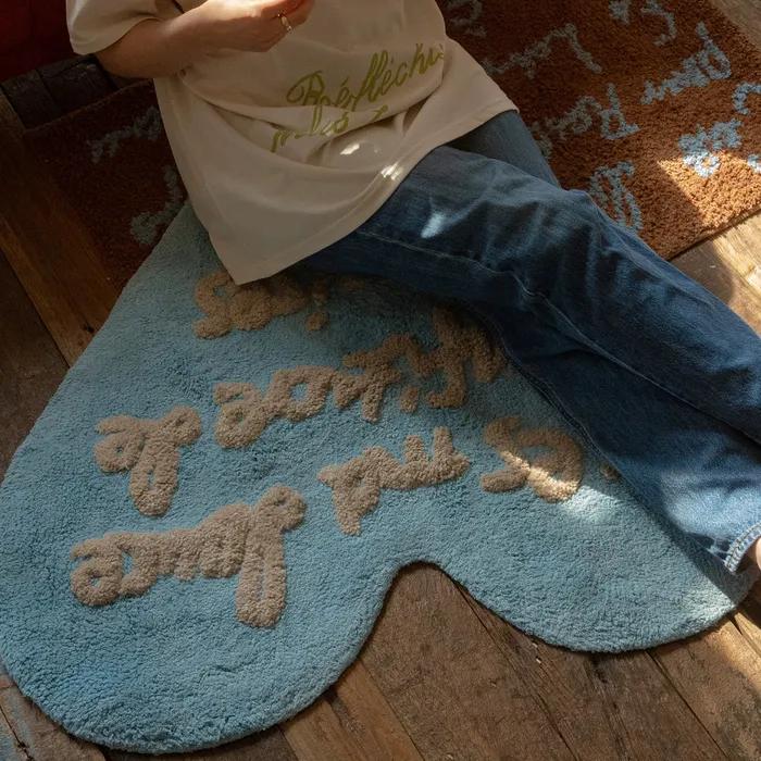 Heart Shaped Rug (Sky)