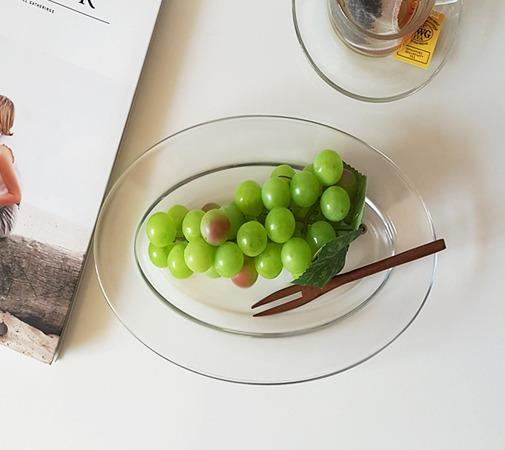 프렌치 유리 오벌 카페접시