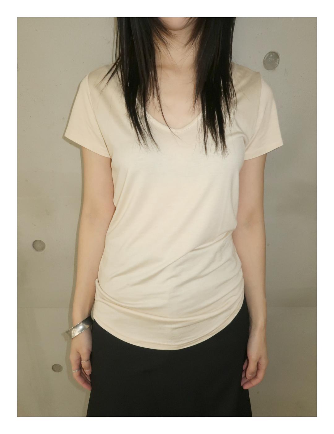 F DEEP V SOFT TEE - CREAM