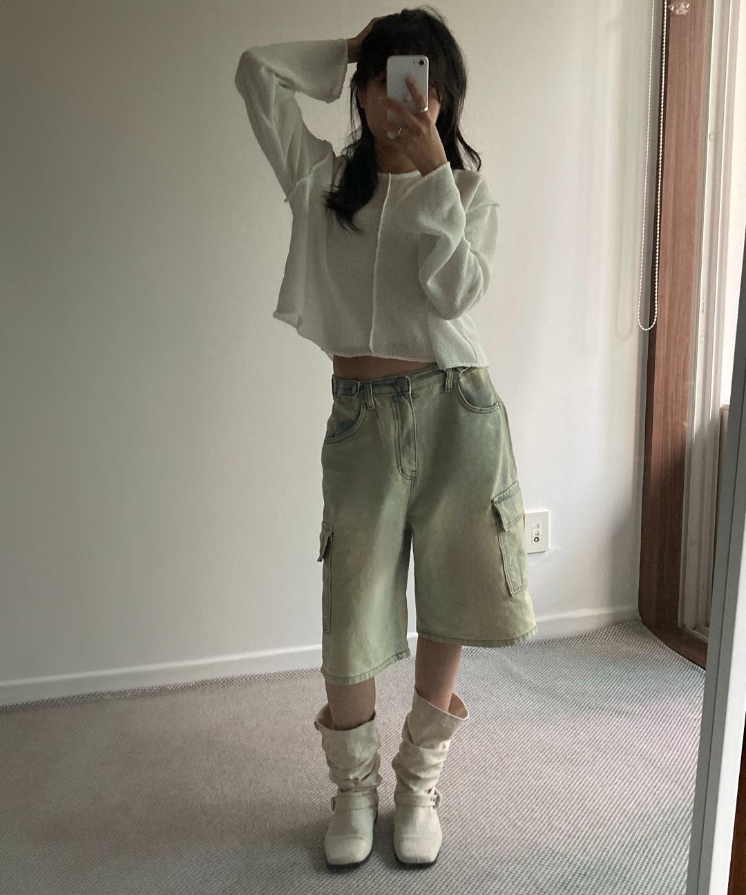 *빠른출고*앤디 크롭 시스루 니트