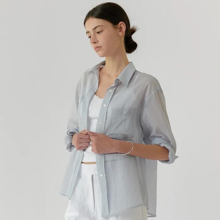 [6th] Dante Loose fit Shirt (blue Stripe)