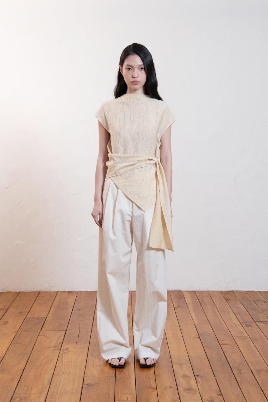 Wrap-tie blouse_Natural