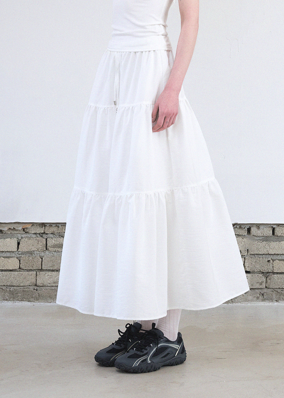 미케네 [25-38] Lyra Cancan Shirring Long Skirt  라이라 캉캉 셔링 롱 스커트(봄/데일리룩/캐주얼룩/러블리룩/꽃놀이룩/셔링/캉캉/롱스커트/빅사이즈/자체제작)