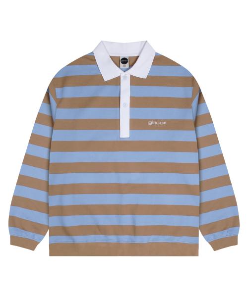 GT095 유니온 스트라이프 럭비티 (SKY BLUE / BROWN)