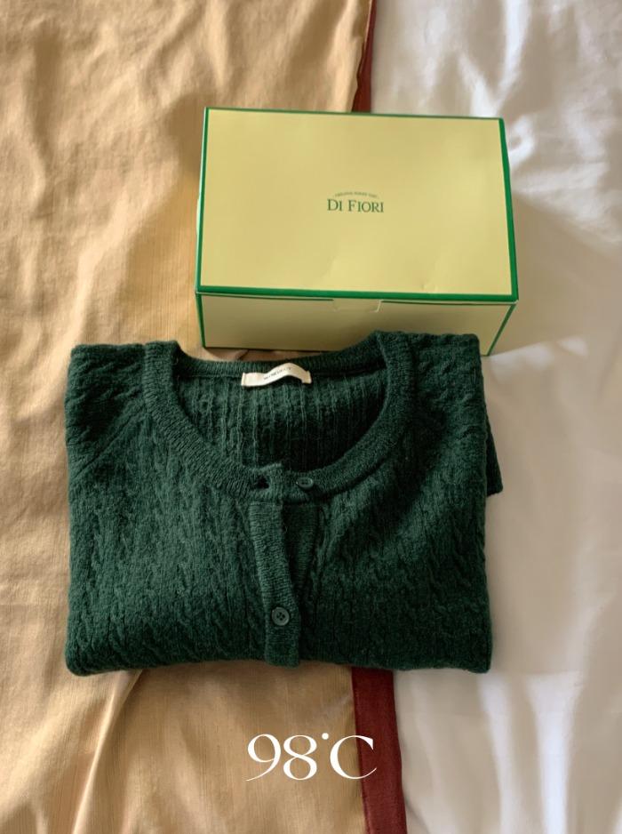 [98project/무배이벤트] 알파카 잔잔 꽈배기 가디건 - 3 color