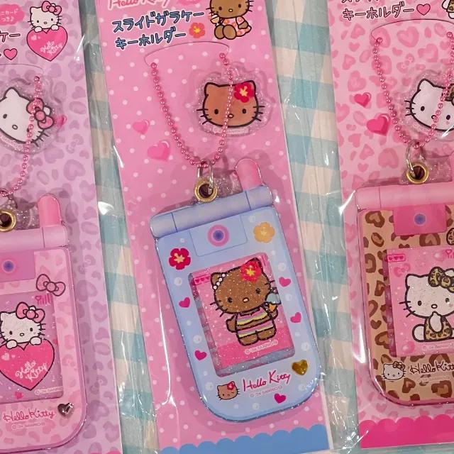 [일본정품/1+1 할인] 헬로키티 고고걸 시리즈 아크릴 슬라이드 폴더폰 키링