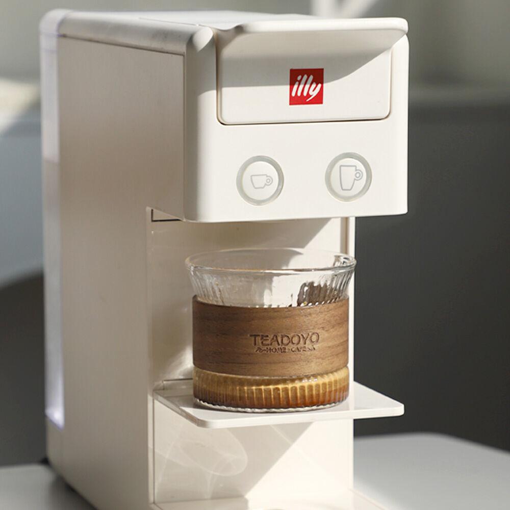 우드홀더 스트라이프 유리컵, 카페컵, 홈카페 175ml