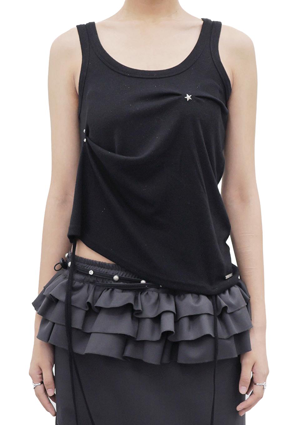 언발란스 핀턱 나시_블랙UNBALANCED PINTUCK SLEEVELESS_BLACK