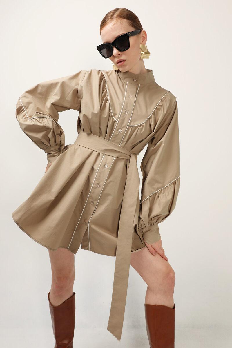 Tori Piping Detail Shirt Dress