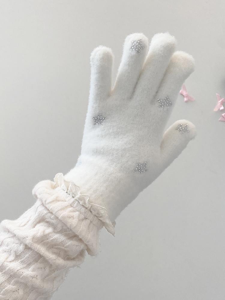 수심 Winter Snow Gloves 윈터 스노우  장갑 손가락 장갑 부클 실버