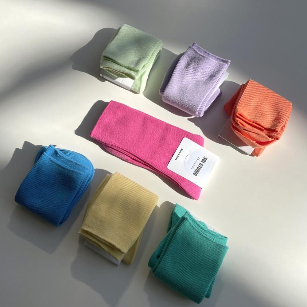 솔스튜디오 7DAYS 삭스 데일리 여자 골지 무지 학생 교복 양말 세트 set