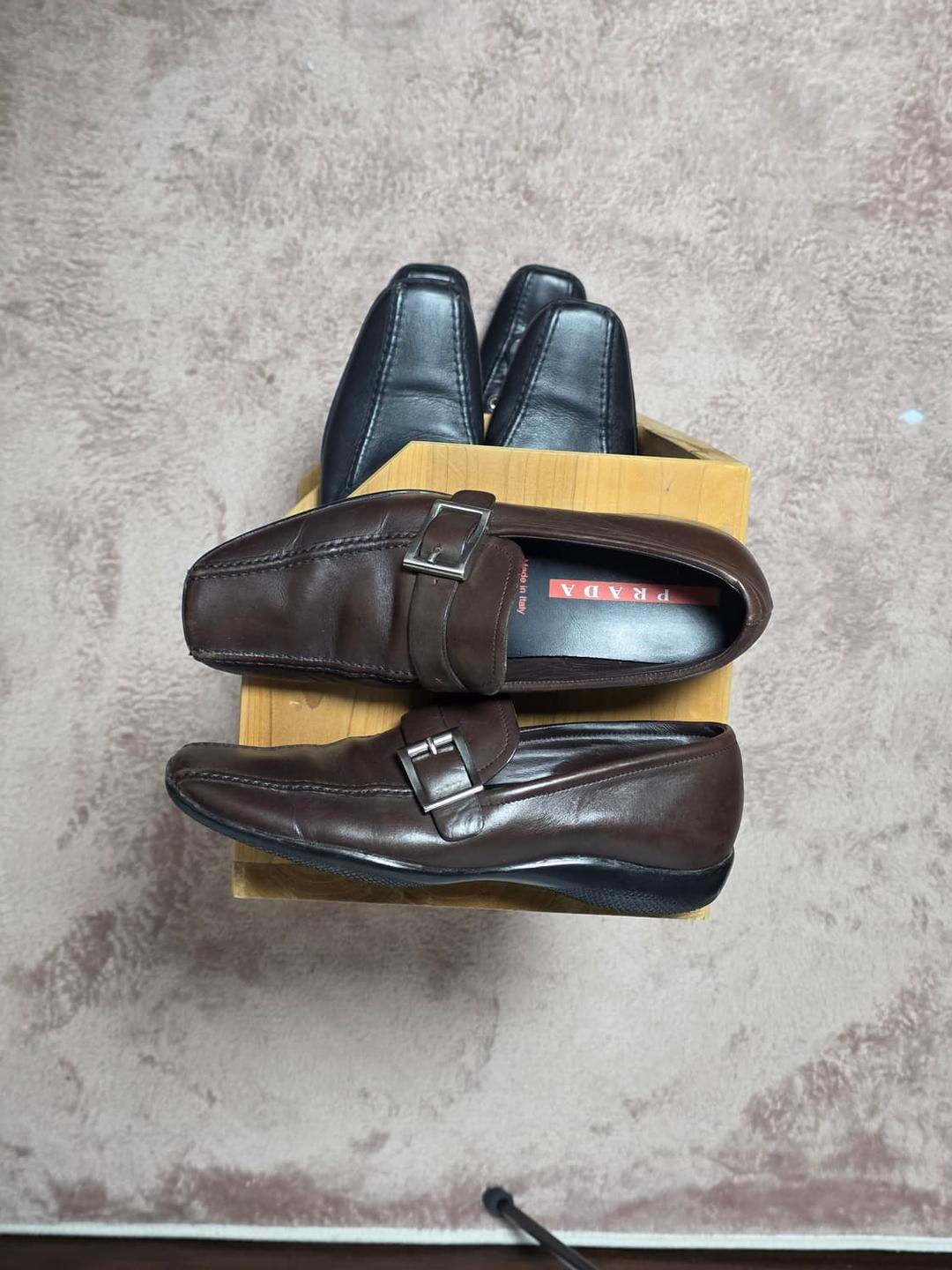 00s Prada sports brown buckle roafers | 후루츠패밀리