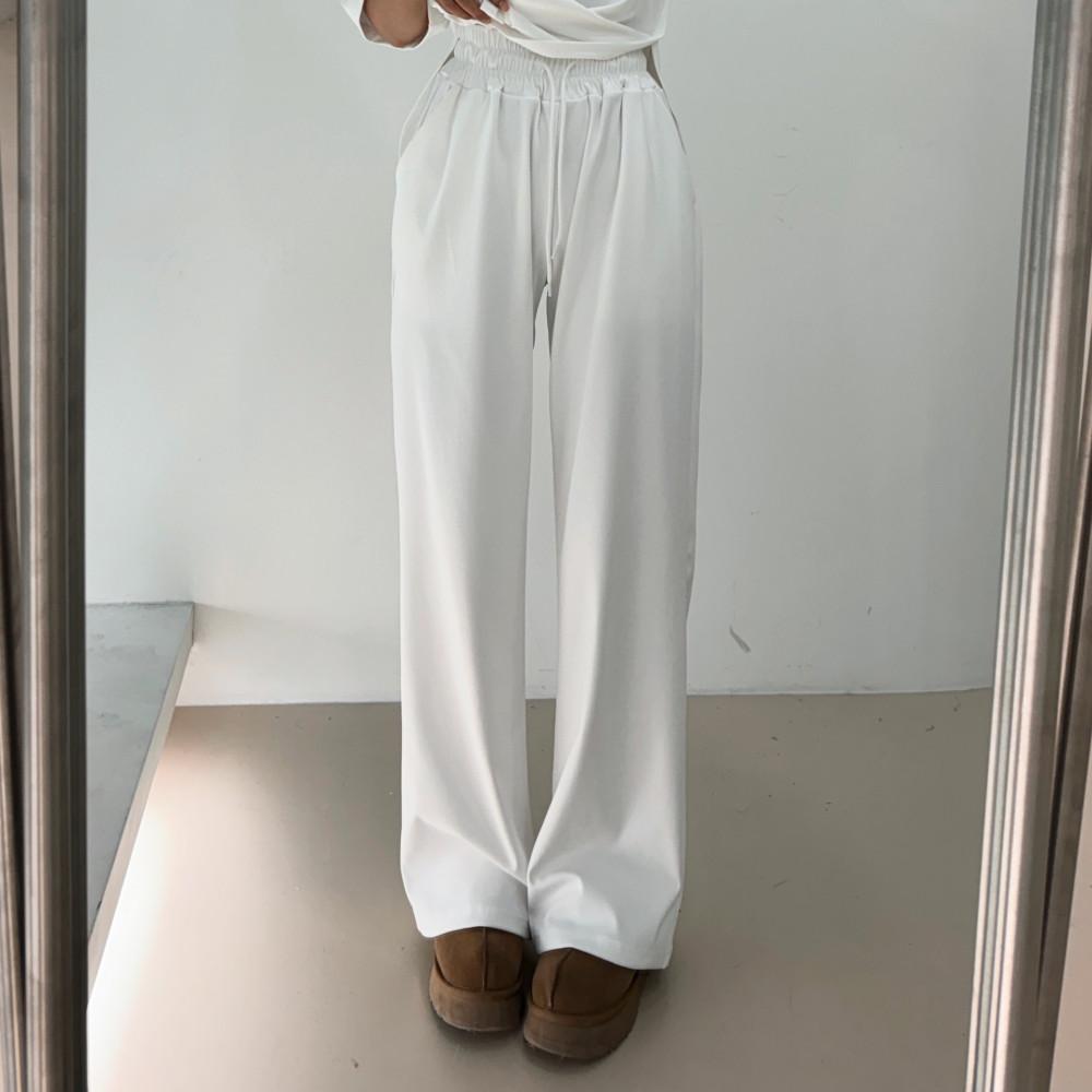 탄탄 속기모 밴딩 와이드 팬츠