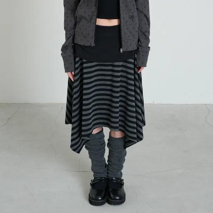 STRIPE SYMBOL UNBALANCED SKIRT