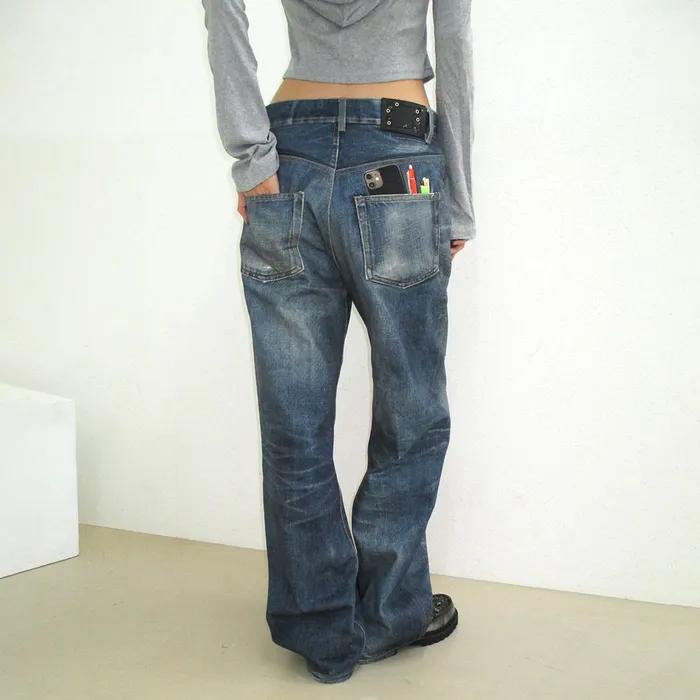 [리오더] UNISEX TROMPE LOEIL PRINTED DENIM PANTS apa741u(BLUE)