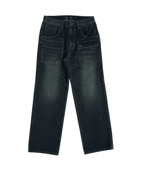 Front Pocket Cargo Denim Pants Dark Blue