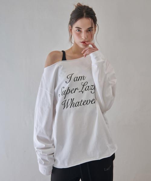 레이지지(LAZYZ)  슈퍼 레이지 오프숄더 롱 슬리브 티셔츠 (화이트) - 사이즈 & 후기 | 무신사