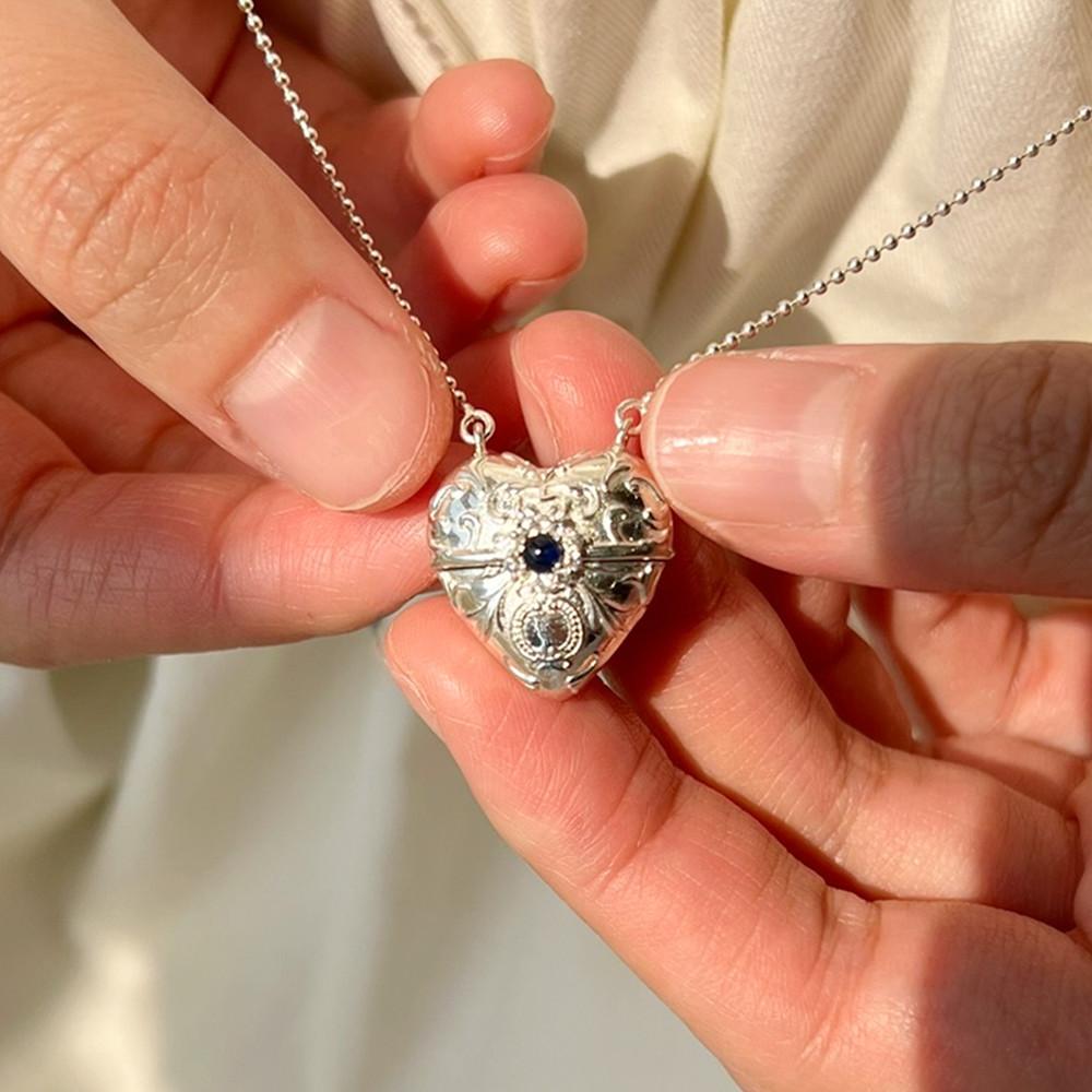[Signature] 실버 탄생석 하트 목걸이  hier