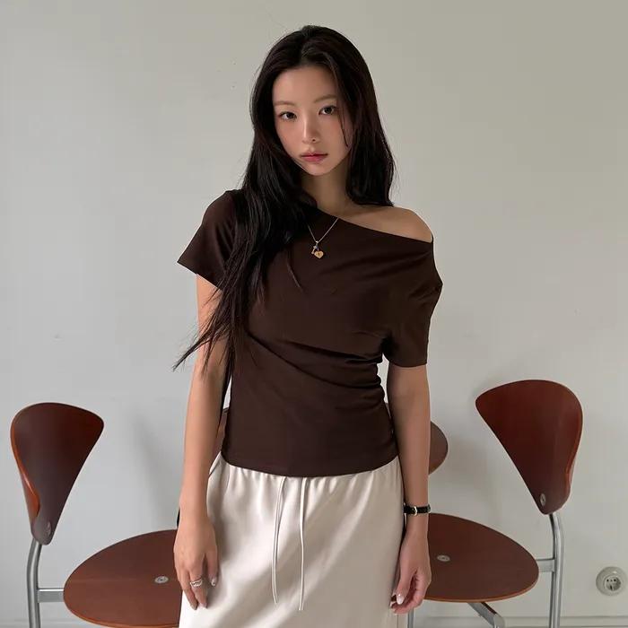 [경은 착용] [22nd] DRAPE HALF SLEEVE T_4COLOR