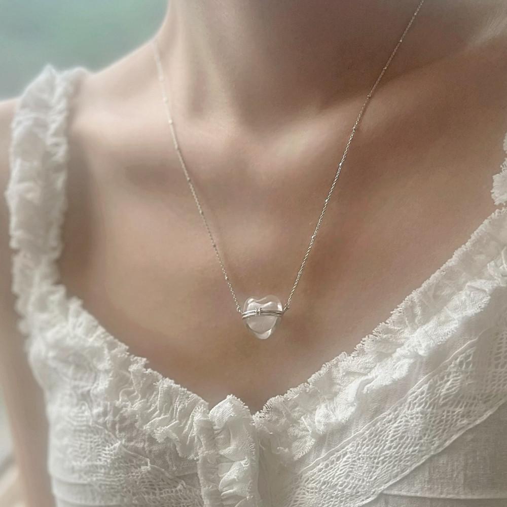 [Signature] 실버 원석 하트 목걸이  hier