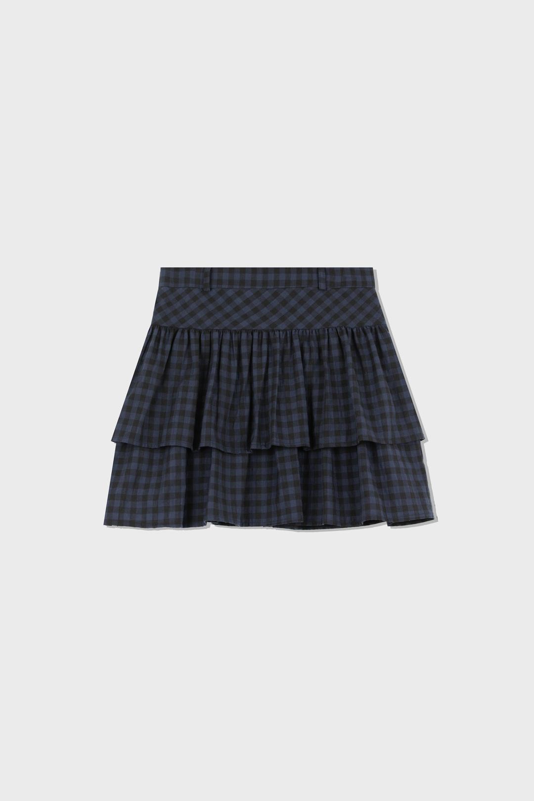 CHECK RUFFLE MINI SKIRT (NAVY)