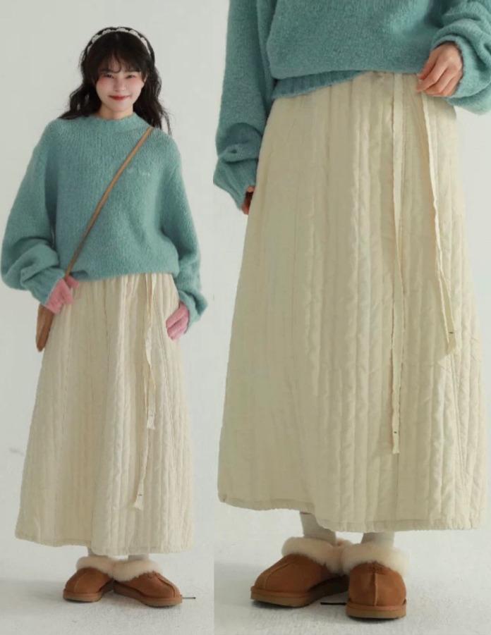 EPIC RARE 오리지널 코튼 패딩 롱 스커트 (아이보리)