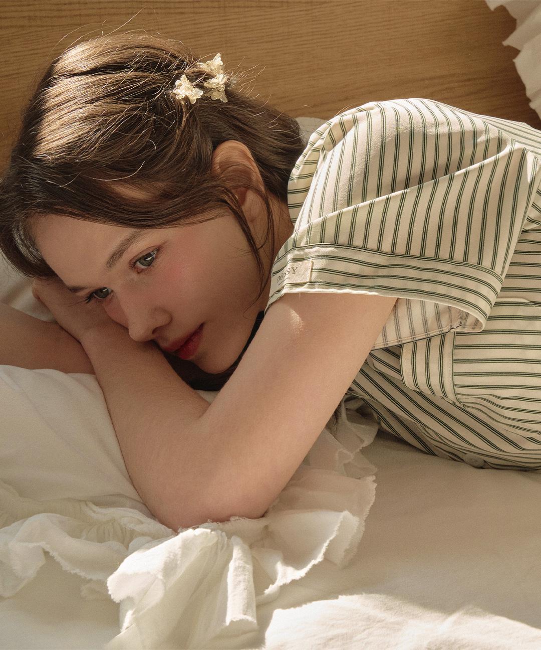 실크핏 포레스트 반팔 커플 잠옷 세트