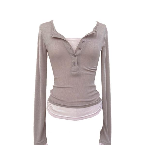 Bella layered button slim top (4colors)