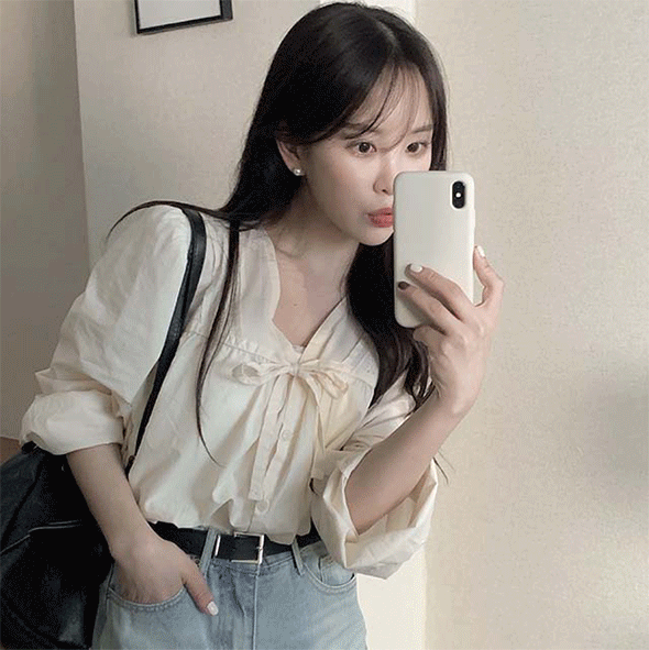 (MD추천) 헤이주 리본 블라우스 - 4C