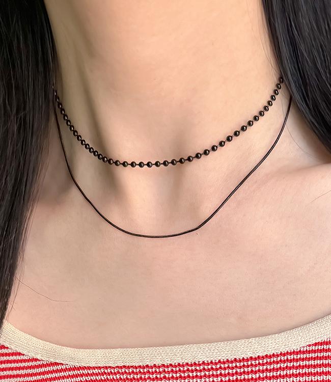 [써지컬] 블랙 볼 체인 목걸이_NK147