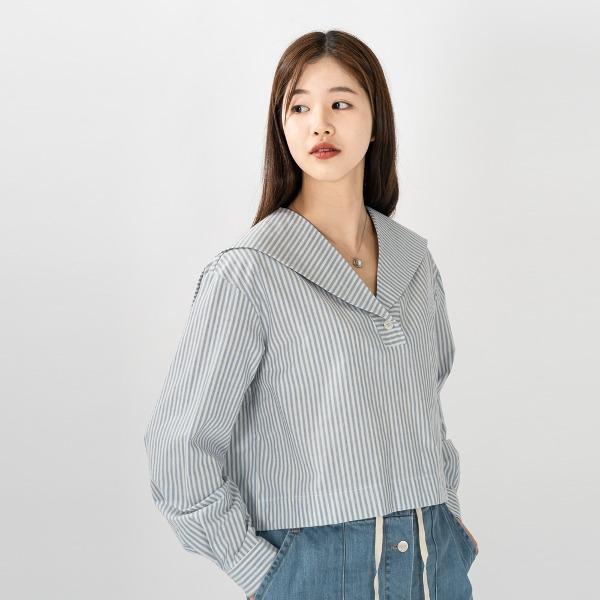 ※단독주문당일출고※ [호더] 세일러 카라 크롭 블라우스 (2패턴)