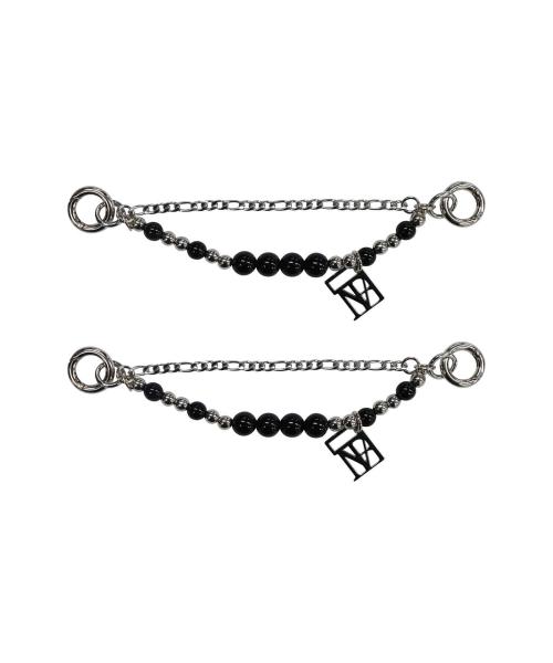 Ball Mixed Silver Shoes Ring [ Black ]