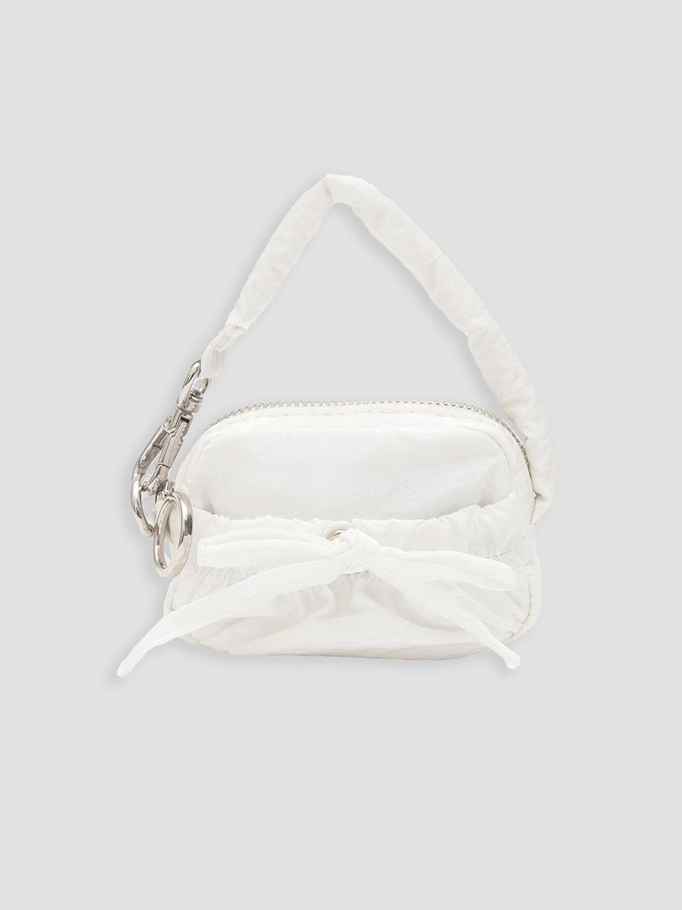 RIBBON MINI BAG KEYRING WHITE