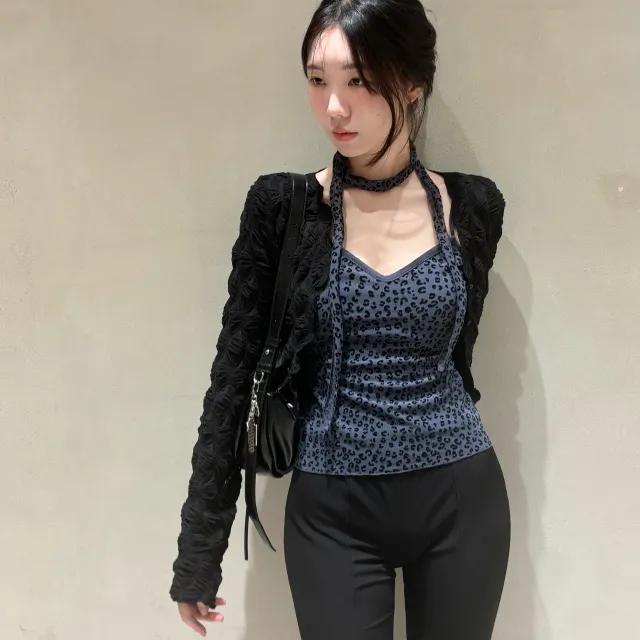 [올 가을 유행템!!] 레오파드 슬리브리스 머플러 set