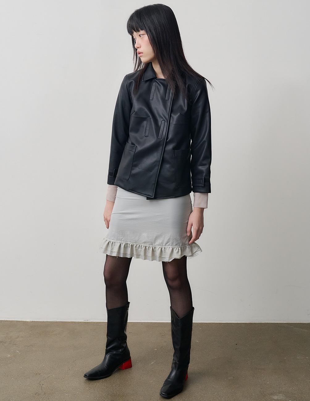 slim mini faux leather jacket